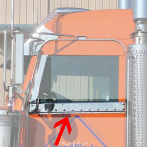 Peterbilt 386/389 stainless steel under window door trims - PAIR