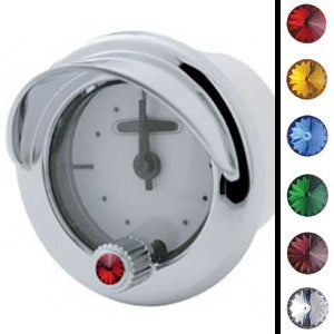 Freightliner Century/Columbia chrome plastic clock bezel w/visor, w/jewel