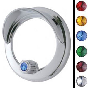 Freightliner Century/Columbia chrome plastic clock bezel w/visor, w/jewel