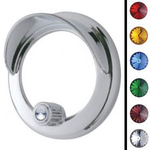 Freightliner Century/Columbia chrome plastic clock bezel w/visor, w/jewel