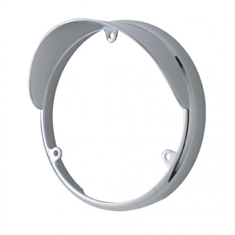 Chrome plastic light bezel for stud mounted LED pedestal light - Right-Side-Up Visor