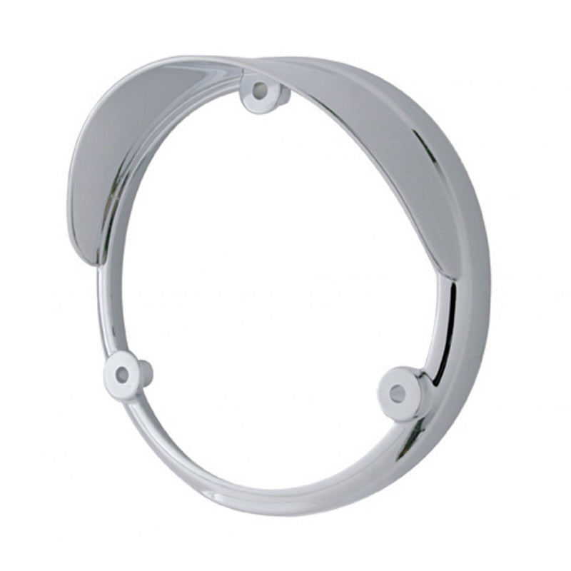 Chrome plastic light bezel for stud mounted LED turn signal - With Visor