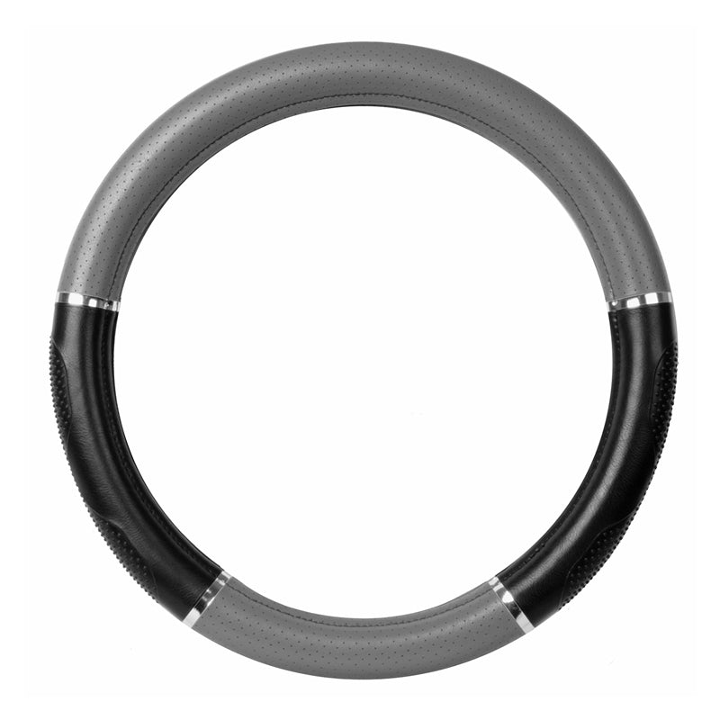 18" deluxe steering wheel cover - gray and black w/hand grips