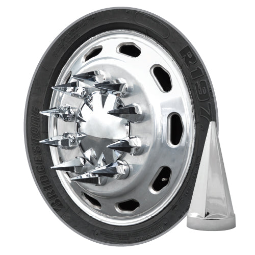 "Hex Pyramid" 33mm chrome plastic screw-on lugnut cover