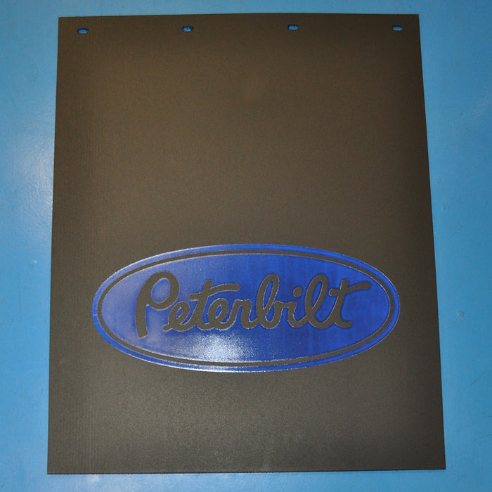 Peterbilt 24" x 30" black mudflap w/blue stamped logo