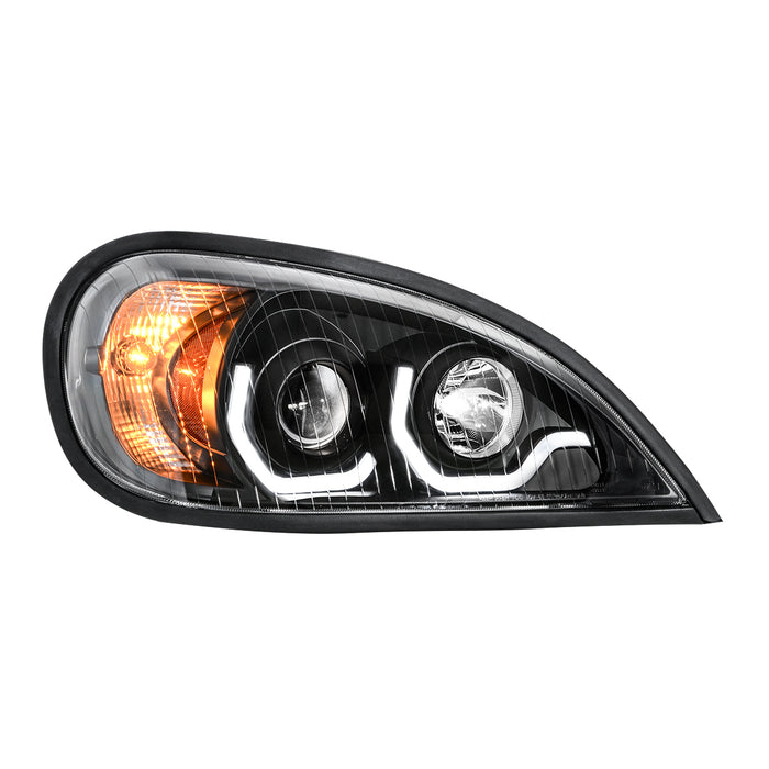 Freightliner Columbia Blackout projection-style headlight w/LED position bar