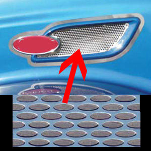 Peterbilt 386 stainless steel air intake grill inserts - PAIR, w/oval cutouts