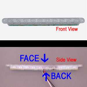 Amber thin 9" long 10 diode LED turn signal light bar - CLEAR lens