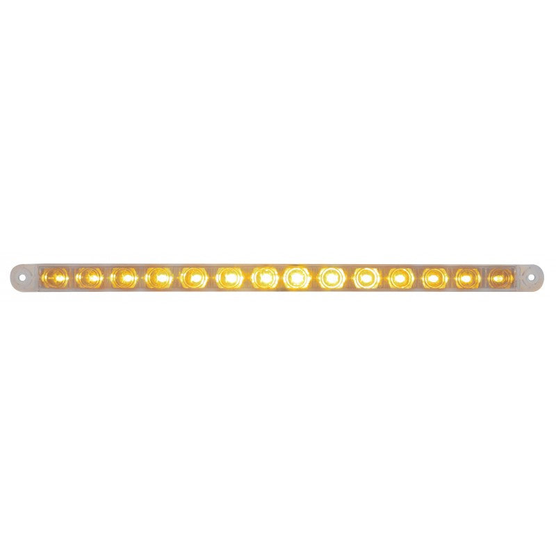 Amber thin 12" long LED turn signal light bar - CLEAR lens
