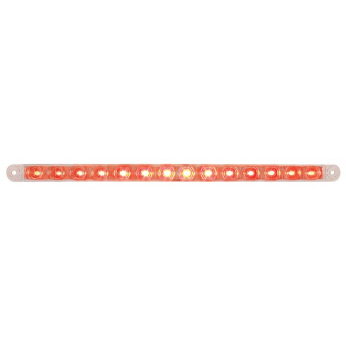 Red thin 12" long LED stop/turn/tail light bar - CLEAR lens