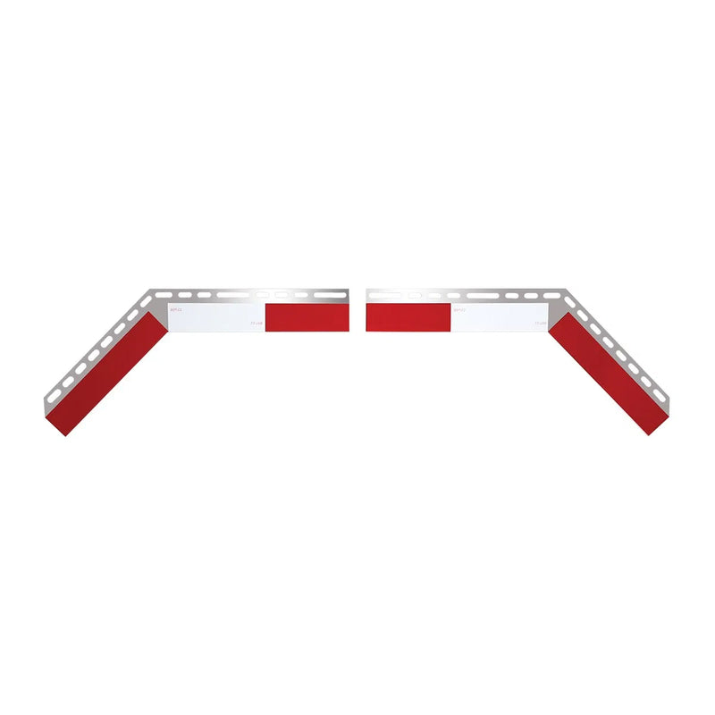 Aluminum angled top mudflap plate w/reflective tape - PAIR