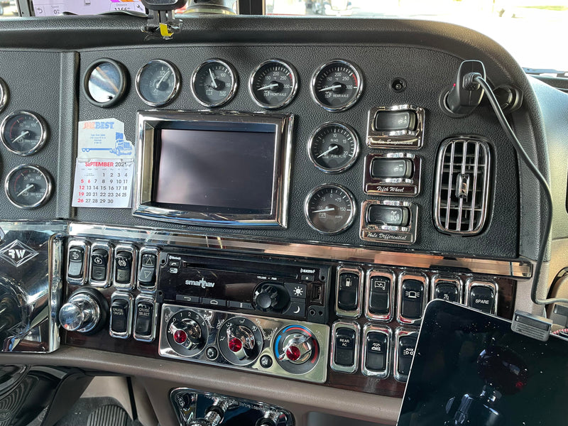 Rockwood Peterbilt 386/389 2006-2021 stainless steel center dash trim - 4 pieces