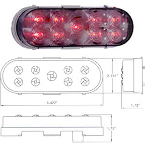 Maxxima red oval 9 8mm diode LED stop/turn/tail light - CLEAR lens
