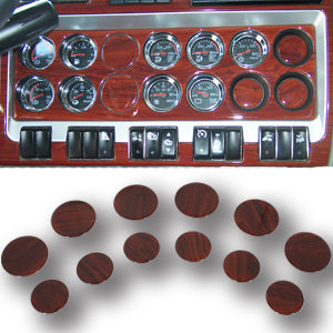 Kenworth T660/W900 2006+ plastic wood look gauge hole cover set - 12 pieces