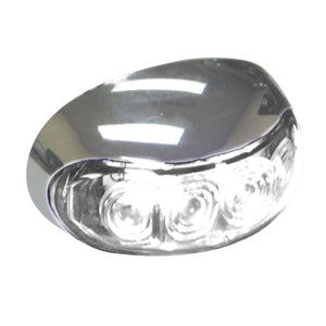 Half-moon 4 diode LED interior auxiliary light w/chrome housing - White