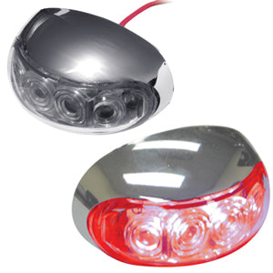 Half-moon 4 diode LED interior auxiliary light w/chrome housing - Red