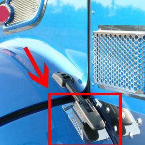 Peterbilt 386 stainless steel lower hood strap surrounds - PAIR