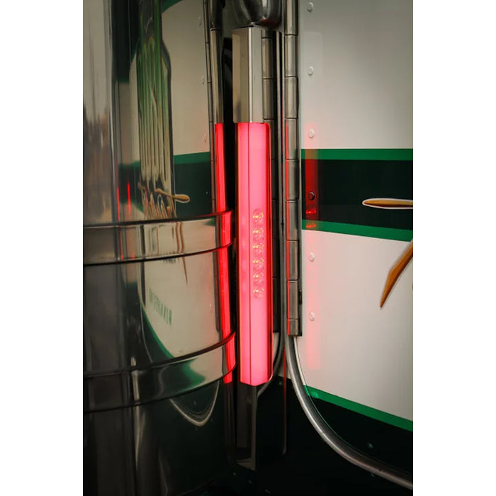 Peterbilt 15" diameter stainless steel rear air cleaner light bars w/GLO light, Red CLEAR lens
