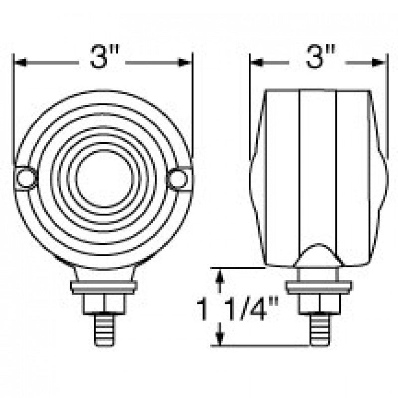 Amber/Red 3" round 15 diode LED turn signal pedestal light - CLEAR lens
