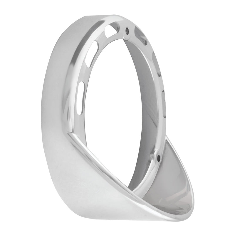 Chrome plastic rim with visor for LED pedestal light - Mounts Upside-Down