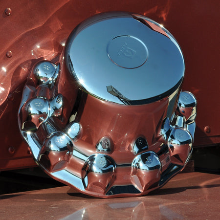 Alcoa chrome plastic one-piece snap on rear axle cover for 33mm lug nuts