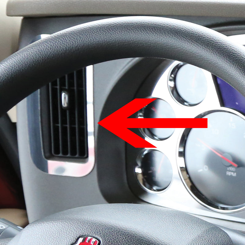 Kenworth T680/T880 stainless steel driver's side end dash vent surround