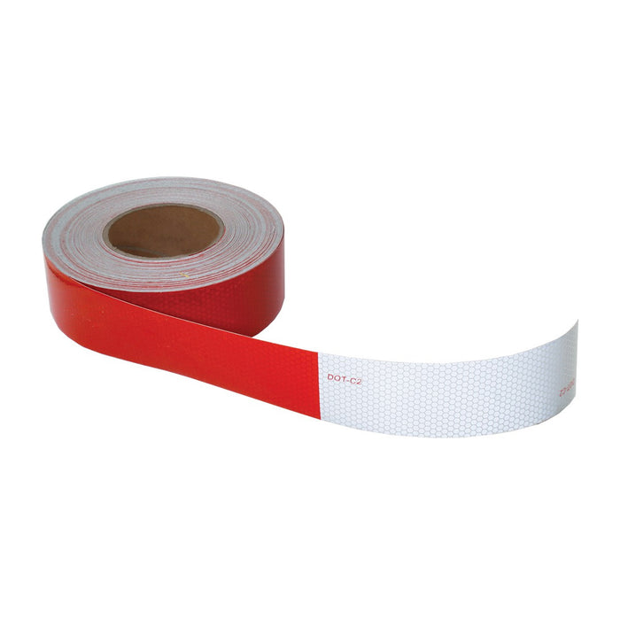 Red/White reflective conspicuity tape roll - sold PER FOOT
