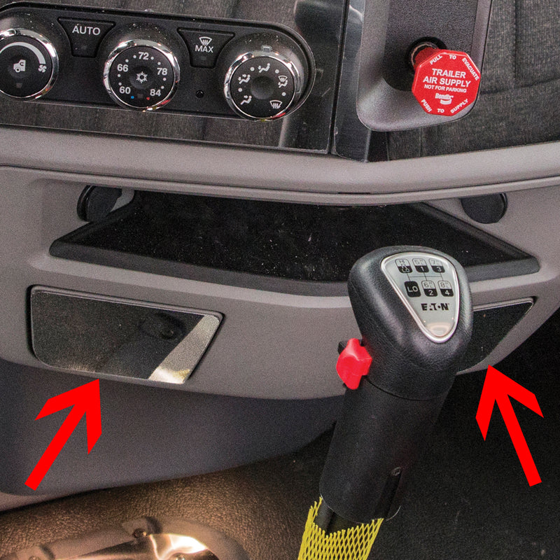 Peterbilt 567/579 stainless steel lower slide out cup holder trim