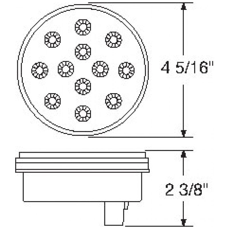 Red 4" round 12 diode LED stop/turn/tail light with reflector