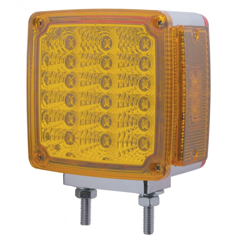 Amber/Red square 18 diode LED 2-stud turn signal light w/reflector
