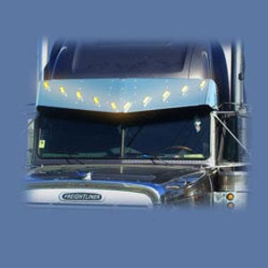Freightliner Classic/FLD condo stainless steel v-style visor w/10 combo light holes
