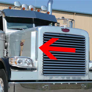 Peterbilt 388/389 stainless steel side hood deflectors - PAIR