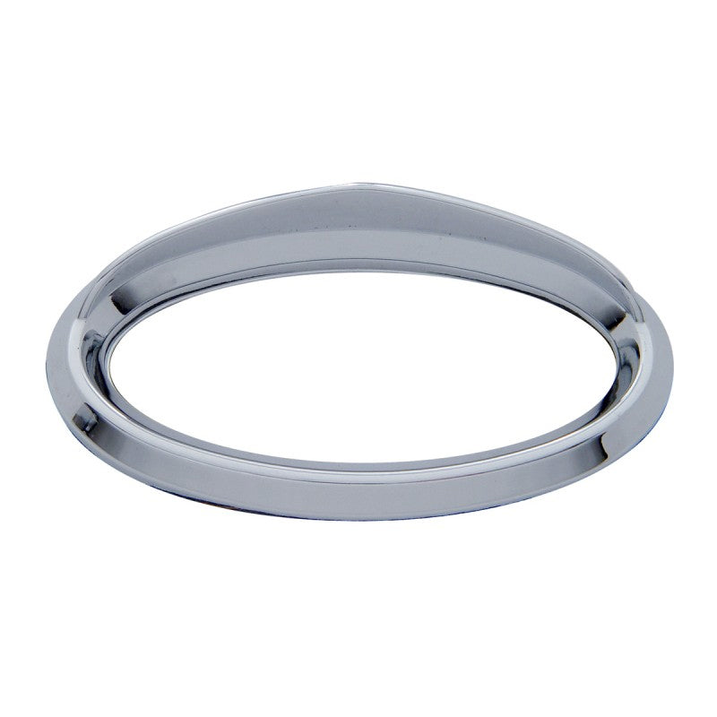 Peterbilt small chrome plastic door logo emblem bezel w/visor - PAIR