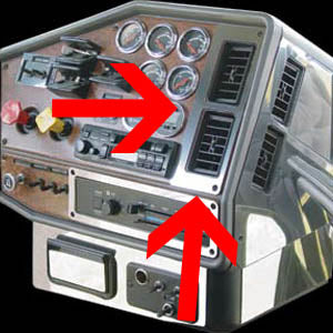 Freightliner Classic/FLD stainless steel center dash vent surround