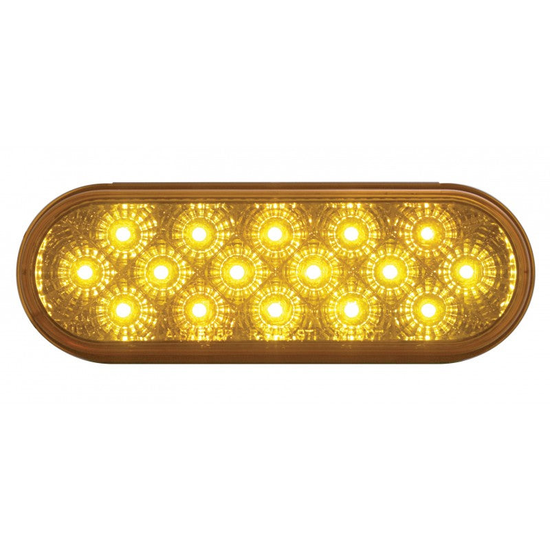 Amber oval 16 diode LED turn signal light w/reflector