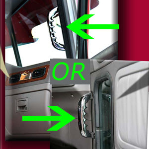 Rockwood Peterbilt 2006+ chrome plated billet aluminum grab handle w/finger grips