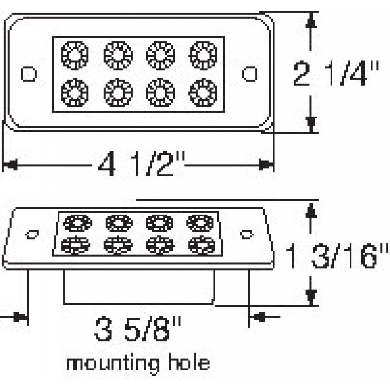 Freightliner Amber 8 diode LED visor marker light - CLEAR lens