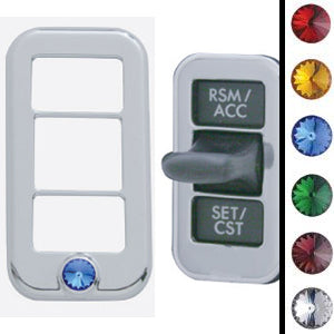 Freightliner Century/Columbia chrome plastic rocker switch trim w/3 holes, jewel - 3/PACK