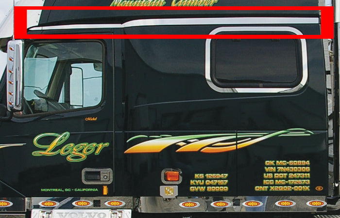 Volvo VN730/780, VT 880 2003+ stainless steel upper cab and sleeper trims