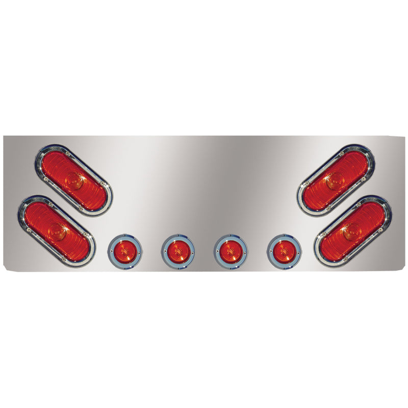 12" stainless steel rear center panel w/4 slanted oval holes and 4 round 2" light holes