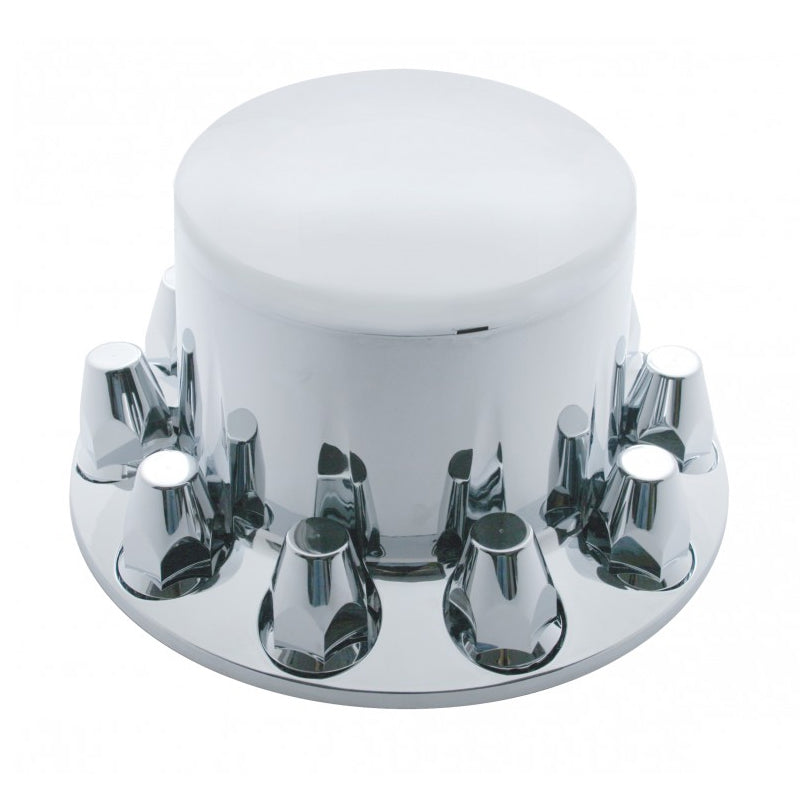 Chrome ABS plastic rear axle cover w/ten 33mm thread-on lug nut covers