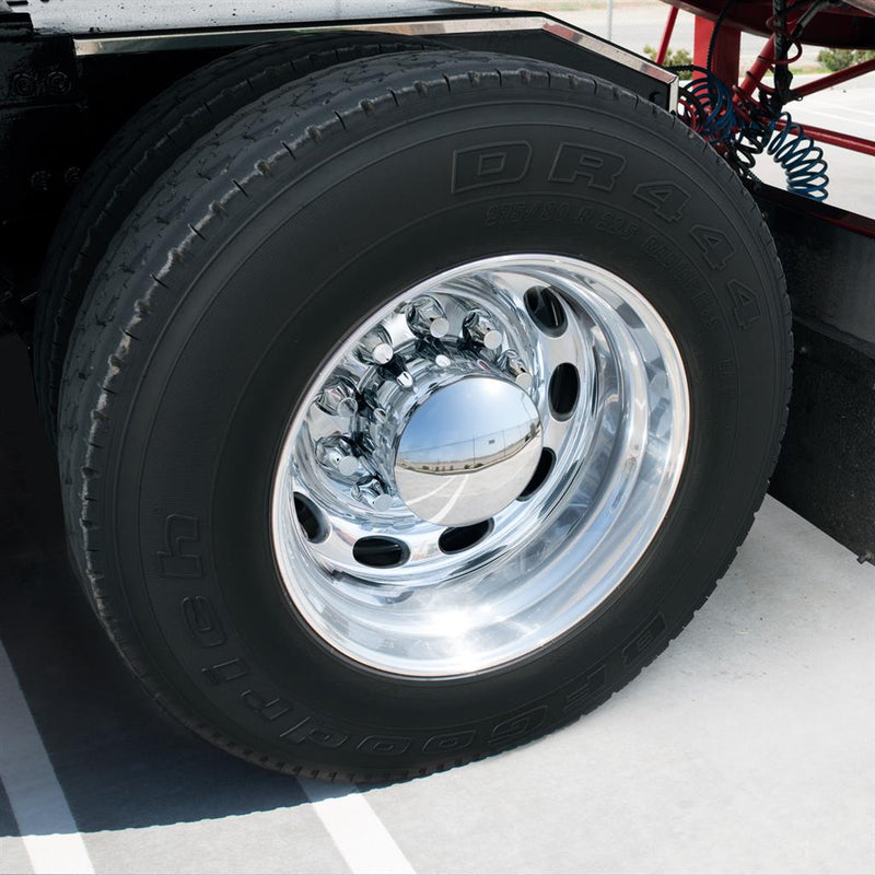 Chrome ABS plastic rear axle cover w/ten 33mm thread-on lug nut covers