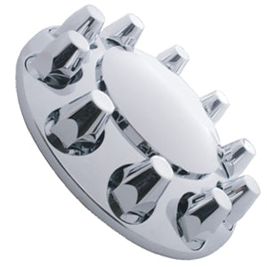 Chrome ABS plastic front axle cover w/ten 33mm thread-on lugnut covers