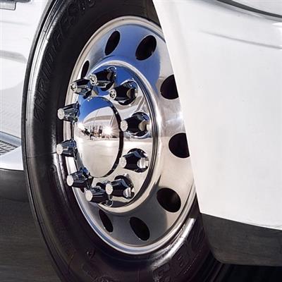 Chrome ABS plastic front axle cover w/ten 33mm thread-on lugnut covers