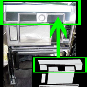 Freightliner Classic/FLD stainless steel above glove box/top of passenger's side dash trim