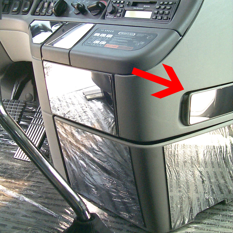 Freightliner Century -2003 stainless steel cupholder trim - passenger's side