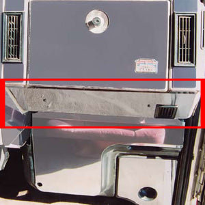 Peterbilt 1995-1999 stainless steel lower glove box trim w/cutout for small vent