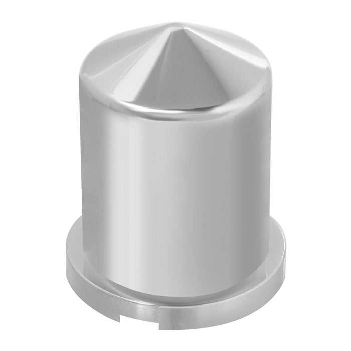 1.5" chrome plastic pointed round push-on lug nut cover w/flange