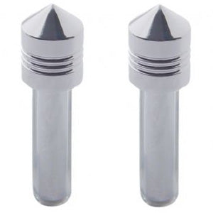 Chrome aluminum thread-on pointed door lock knobs - PAIR