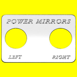 Woody's Freightliner stainless steel "Power Mirrors Left/Right" switch plate, 2 holes